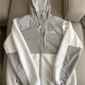 The North Face Gray/White Hooded Denali Jacket